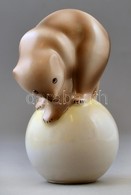 Hollóházi Porcelán Medve, Kézzel Festett, Jelzett, Hibátlan, M: 8,5 Cm - Sonstige & Ohne Zuordnung