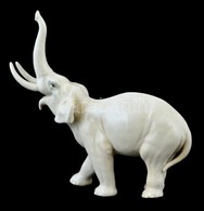 Ens Porcelán Elefánt, Jelzett, Kis Kopásnyomokkal, 22×2 Cm - Sonstige & Ohne Zuordnung