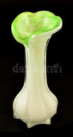 Zöld-fehér Dekoratív üvegváza, Apró Csorbákkal, M: 19,5 Cm - Vidrio & Cristal