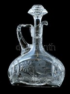 Üveg Kiöntő Dugóval, Hámozott, Metszett, Kis Kopásnyomokkal, M: 26,5 Cm - Glass & Crystal