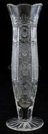 Ólomkristály üveg Váza, Metszett, Kis Hibákkal, M: 19,5 Cm - Glas & Kristall