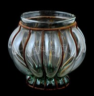 Fújt üveg Váza, Vas Rátéttel, M: 16 Cm - Glass & Crystal