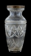 Kristály Váza Jelzett Ezüst Karimával. Hibátlan. M: 27,5 Cm - Glas & Kristall
