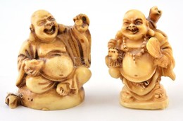 2 Db Műgyanta Nevető Buddha Figura, M: 5 Cm - Sonstige & Ohne Zuordnung