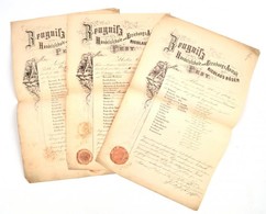 1855-1860-1870 Pest, Nicolaus Röser Kereskedelmi Iskolájának Fejléces Bizonyítványai, 3 Db - Unclassified