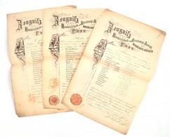 1855-1860-1870 Pest, Nicolaus Röser Kereskedelmi Iskolájának Fejléces Bizonyítványai, 3 Db - Non Classés