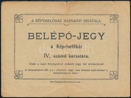 1910 Képviselőház Háznagyi Hivatalának Belépőjegye A Képviselőház IV. Számú Karzatára, A Hátoldalán Pecséttel és Aláírás - Ohne Zuordnung