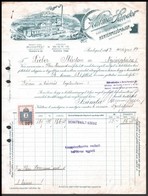 1913 Az Esztergomhoz Tartozó Kenyérmezőmajorban Lévő Kalmár Sándor Szeszgyár és Finomító Dekoratív Fametszetes, Kitöltöt - Unclassified