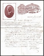 1914 Aszód, Békei Lipót Bádogos, Gáz és Vízvezetékszerelő Saját Kézzel írt Levele, Számlája, Az Utóbbin 2 F. Okmánybélye - Unclassified