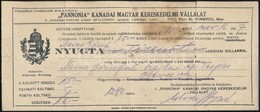 1927 "Pannonia" Kanadai Magyar Kereskedelmi Vállalat Nyugtája, 15 Amerikai Dollárról, Hajtásnyomokkal, Foltos - Non Classés
