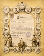 1932 Bécsújhelyi Egyesített Fémipari Szövetkezet Díszes Rézműves Segédi Oklevele, Okmánybélyeggel, Aláírásokkal, Pecsétt - Ohne Zuordnung
