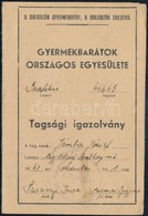 1947 Gyermekbarátok Országos Egyesületének Grafikus Csoportjának Tagsági Igazolványa Jámbor József Géza (1908-?) Kémigrá - Non Classés