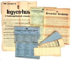 1914-1918 Az I. Világháború Plakátokon, Hirdetményeken. 7 Db Nagy Méretű Hirdetmény A Hátországi élet Bemutatásával, Jeg - Unclassified