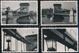 Cca 1950 Budapest, Lánchíd-részletek, 6 Db Fotó, 6×9,5 Cm - Sonstige & Ohne Zuordnung