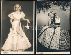 Cca 1930 Hölgyek Műtermi Egész Alakos Portréi, 2 Db Fotólap, 14×8,5 Cm - Sonstige & Ohne Zuordnung