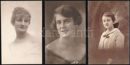 Cca 1917-1925 Hölgyportrék, 3 Db Fotólap, 14×9 Cm - Sonstige & Ohne Zuordnung