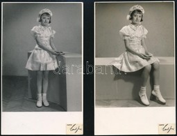 1940 Kislány Műtermi Fotója, Jelzett Fotólap Laub Juci Műterméből, 13,5×8,5 Cm - Sonstige & Ohne Zuordnung