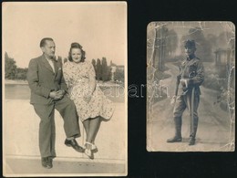 Cca 1916-1940 Steiner Gyula Cukrász Fotója Katonaként, és Később Feleségével, Az Egyik Sérült, Viseltes, 13x8 Cm, 17x12 - Sonstige & Ohne Zuordnung