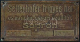 1912 Sopron, Seltenhofer Frigyes Fiai Harangöntő Vállalat Reklámtáblája, Réz, 6x11,5 Cm - Werbung