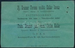 1889 Esztergom, Ifj. Brunner Ferenc Fűszer-, Anyag- és Festékkereskedése Reklámkártyája, A Hátoldalán Bejegyzéssel, Két  - Advertising