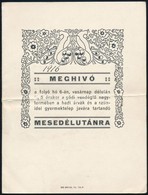 1916 Göd, Meghívó Mesedélutánra Hadi árvák és Szünidei Gyermektelep Javára, Hajtásnyommal. - Otros & Sin Clasificación