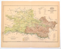 1893 Arad Vármegye Térképe, Tervezte: Gönczy Pál, Pallas Nagy Lexikona, Bp., Posner, 23x29 Cm - Other & Unclassified
