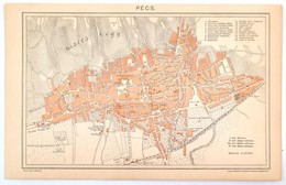 1893 Pécs Városának Térképe, 1:18.000, Pallas Nagy Lexikona, Bp., Pallas, 15x24 Cm - Other & Unclassified