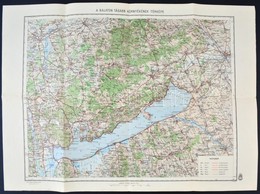 1930 A Balaton és Környékének Térképe, Kiadja: M. Kir. Állami Térképészet, 66x50 Cm - Sonstige & Ohne Zuordnung