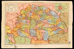 Cca 1930 Magyarország Politikai Térképe. Magyar Földrajzi Intézet 26x38 Cm - Sonstige & Ohne Zuordnung