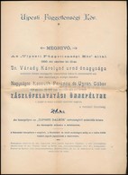 1895 Ujpesti Függetlenségi Kőr Meghívó Zászlószentelésre - Unclassified