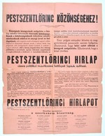 Cca 1925 "Pestszentlőrinc Közönségéhez!", A Pestszentlőrinci Hírlapot Népszerűsítő Plakát, Hajtott,  Szakadással, 62×47  - Ohne Zuordnung