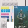 Saint-Vincent 1988 Y&T 1051. 6 Bandes De 4, Essais De Couleurs Offset. Plongée Sous-marine, Scaphandrier - Tauchen