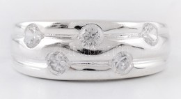 Ezüst(Ag) ötköves Bordázott Gyűrű, Jelzett, Méret: 51, Bruttó: 3,8 G - Otros & Sin Clasificación