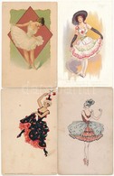 **, * 4 Db RÉGI Művész Képeslap: Táncos Hölgyek / 4 Pre-1945 Art Motive Postcards: Dancing Ladies (3 Lithos) - Ohne Zuordnung