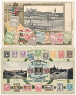 2 Db RÉGI Bélyeg Motívumos Képeslap: Pozsony és Bécs / 2 Pre-1945 Stamp Motive Postcards: Bratislava (Pressburg), Wien ( - Ohne Zuordnung