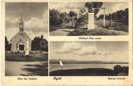 * T2/T3 1949 Agárd (Gárdony), Római Katolikus Templom, Gárdonyi Géza Szobor, Velencei-tó, Vitorlás (EK) - Ohne Zuordnung