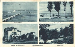 T2/T3 1936 Balatonszárszó, Csónakkikötő, Magyar Zászló, Strandfürdő, Fürdőzők, Magda és Balla Penzió, Park (fl) - Ohne Zuordnung