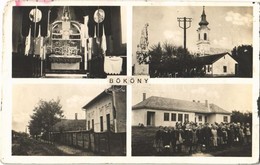 T2/T3 1943 Bököny, Templom, Iskola, Belső (kopott Sarok / Worn Corner) - Ohne Zuordnung