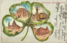 T3 1902 Budapest, M. Kir Opera, Bazilika, Iparművészeti Múzeum, Szervita Templom. Szecessziós Lóhere Montázs / Brüder Ko - Ohne Zuordnung