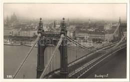 ** T1 Budapest, Erzsébet Híd, Straub U. Festéküzlete, Villamos, Hotel Bristol. Photo - Ohne Zuordnung