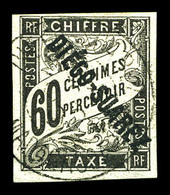 N°12, 60c Noir. SUP. R. (certificat)  Qualité: O  Cote: 900 Euros - Used Stamps