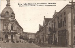 * T2/T3 1929 Dés, Dej; Hotel Romania, Prefectura, Primaria / Románia Szálloda, Városháza, Vármegyeháza, Jagamas János, L - Ohne Zuordnung