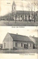 * T2/T3 1916 Garabos, Grabacz, Grabat; Kirche, Hellberg Johanns Warenhaus / Római Katolikus Templom, Hellberg Johann áru - Ohne Zuordnung