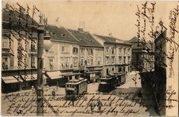T2/T3 1905 Temesvár, Timisoara; Szent György Tér, Villamosok, Keppich Kálmán, Palagyi József, Rosenberg M. üzletei, Láts - Ohne Zuordnung