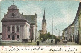 T3 1910 Igló, Zipser Neudorf, Spisská Nová Ves; Katolikus és Evangélikus Templom és Városház. Feitzinger Ede 702. A.J. 1 - Non Classés