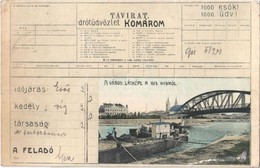 T2 1911 Komárom, Komárnó; Távirat Drótüdvözlet, Látkép A Kishídról / Bridge. Telegraph Greetings, Montage - Unclassified