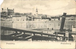 T4 1907 Pozsony, Pressburg, Bratislava; Vár, Gőzhajó. "Bediene Dich Allein" / Castle, Steamship (EM) - Ohne Zuordnung