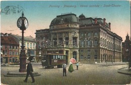 T2/T3 1914 Pozsony, Pressburg, Bratislava; Városi Színház, Villamos / Stadt-Theater / Theatre, Tram (EK) - Ohne Zuordnung