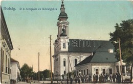T2/T3 1910 Hódság, Odzaci; Római Katolikus Templom és Községháza. Schröder Kiadása / Catholic Church, Town Hall (EB) - Ohne Zuordnung