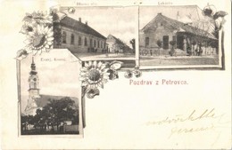 T2/T3 1900 Petrőc, Backi Petrovac; Fő Utca, Evangélikus Templom, Gyógyszertár / Hlavna Ulic, Evanj. Kostol, Lekárna / Ma - Unclassified